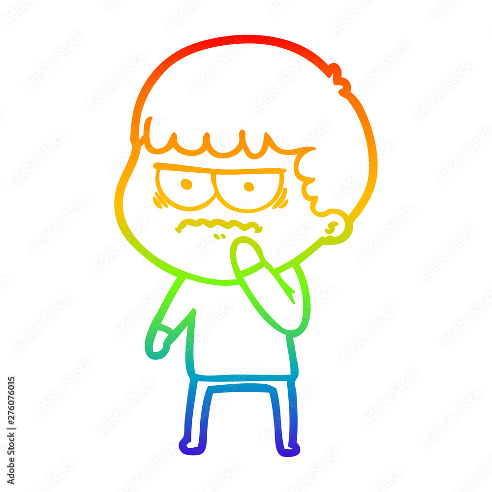 rainbow gradient line drawing cartoon annoyed man rainbow gradient line drawing cartoon annoyed man