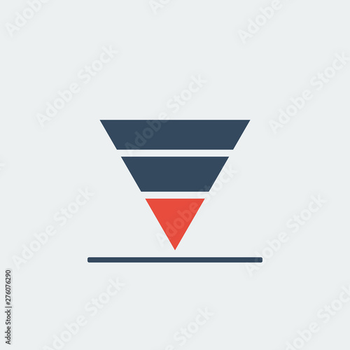 Free Download sliced triangle falling chart with red sections, vector icon or pictogram - GFXLoad