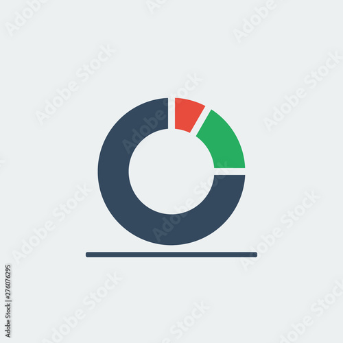 Free Download ring chart with green and red sections, vector icon or pictogram - GFXLoad
