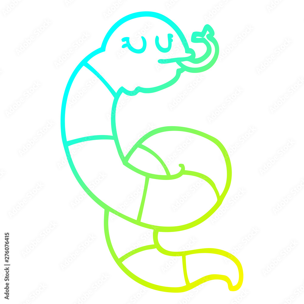 Fototapeta premium cold gradient line drawing cartoon poisonous snake