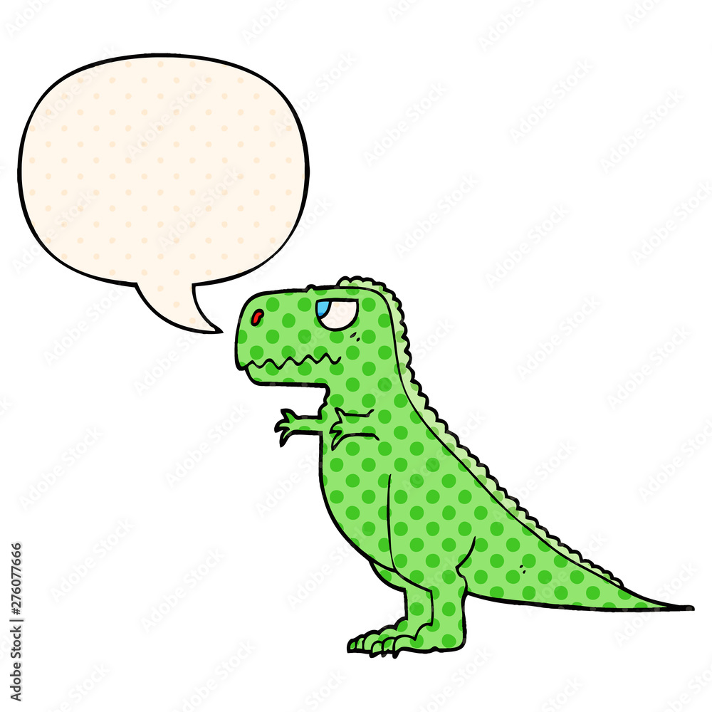 cartoon dinosaur and speech bubble in comic book style cartoon dinosaur and speech bubble in comic book style