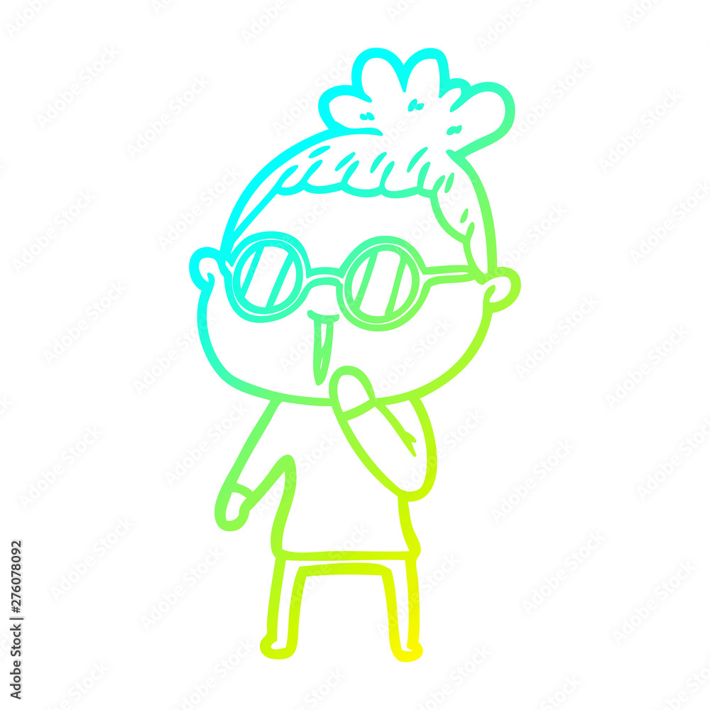 cold gradient line drawing cartoon woman wearing spectacles cold gradient line drawing cartoon woman wearing spectacles