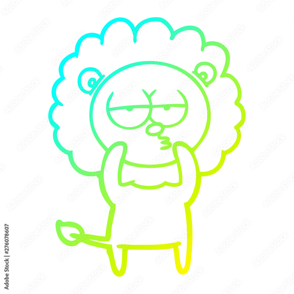 cold gradient line drawing cartoon bored lion cold gradient line drawing cartoon bored lion