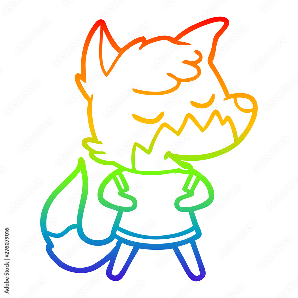 rainbow gradient line drawing friendly cartoon fox rainbow gradient line drawing friendly cartoon fox