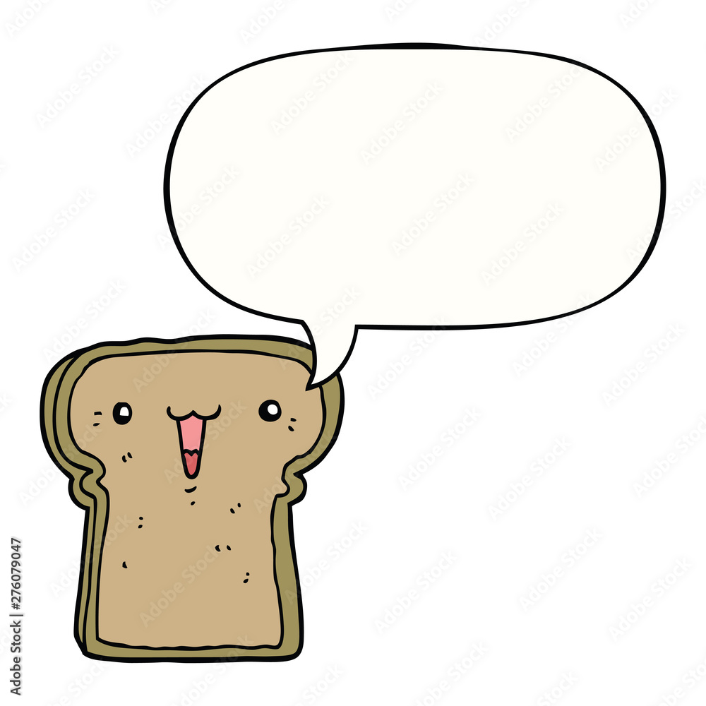 cute cartoon toast and speech bubble cute cartoon toast and speech bubble