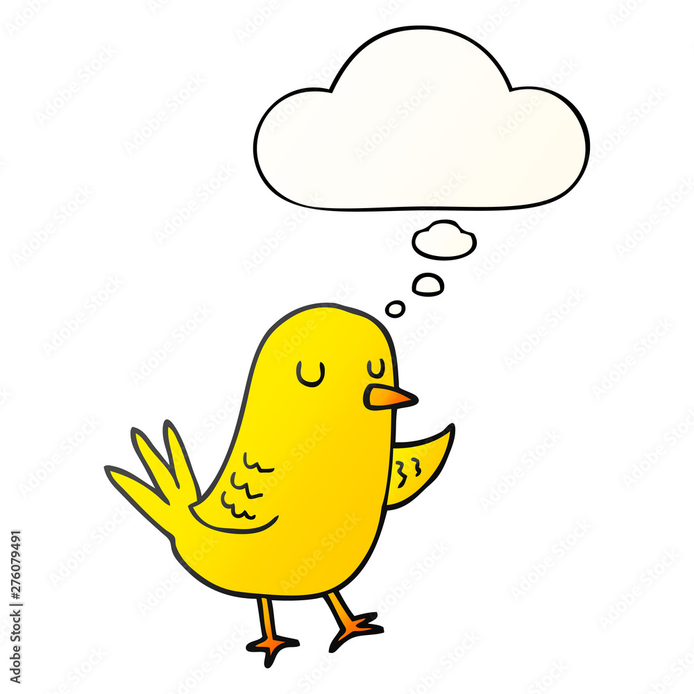 cartoon bird and thought bubble in smooth gradient style cartoon bird and thought bubble in smooth gradient style