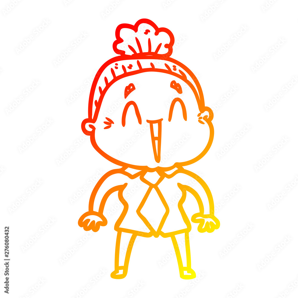 warm gradient line drawing cartoon happy old lady warm gradient line drawing cartoon happy old lady
