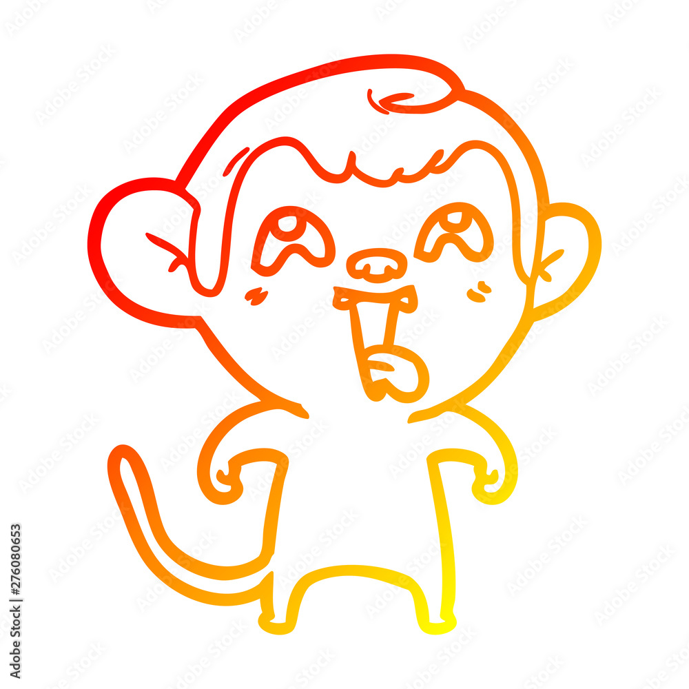 warm gradient line drawing crazy cartoon monkey warm gradient line drawing crazy cartoon monkey