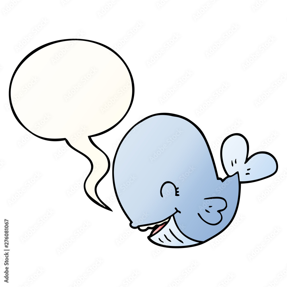 cartoon whale and speech bubble in smooth gradient style cartoon whale and speech bubble in smooth gradient style