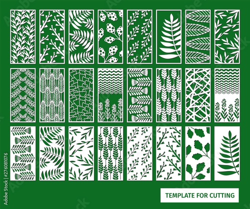 Big set for laser cutting on wood and metal.  Decorative laser cut card.  Floral ornament for printing and engraving.  Stencil for greeting cards, cutaway, invitations.