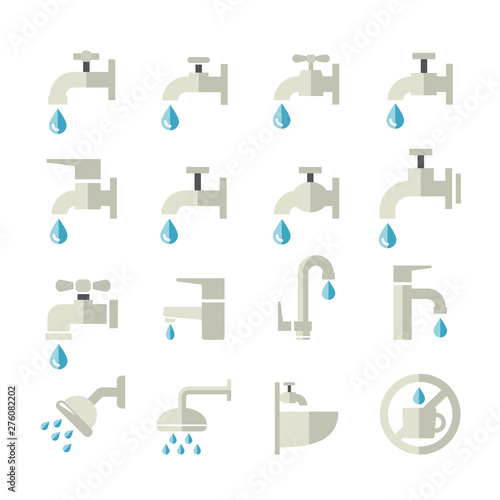 faucet flat icon.set of design element.