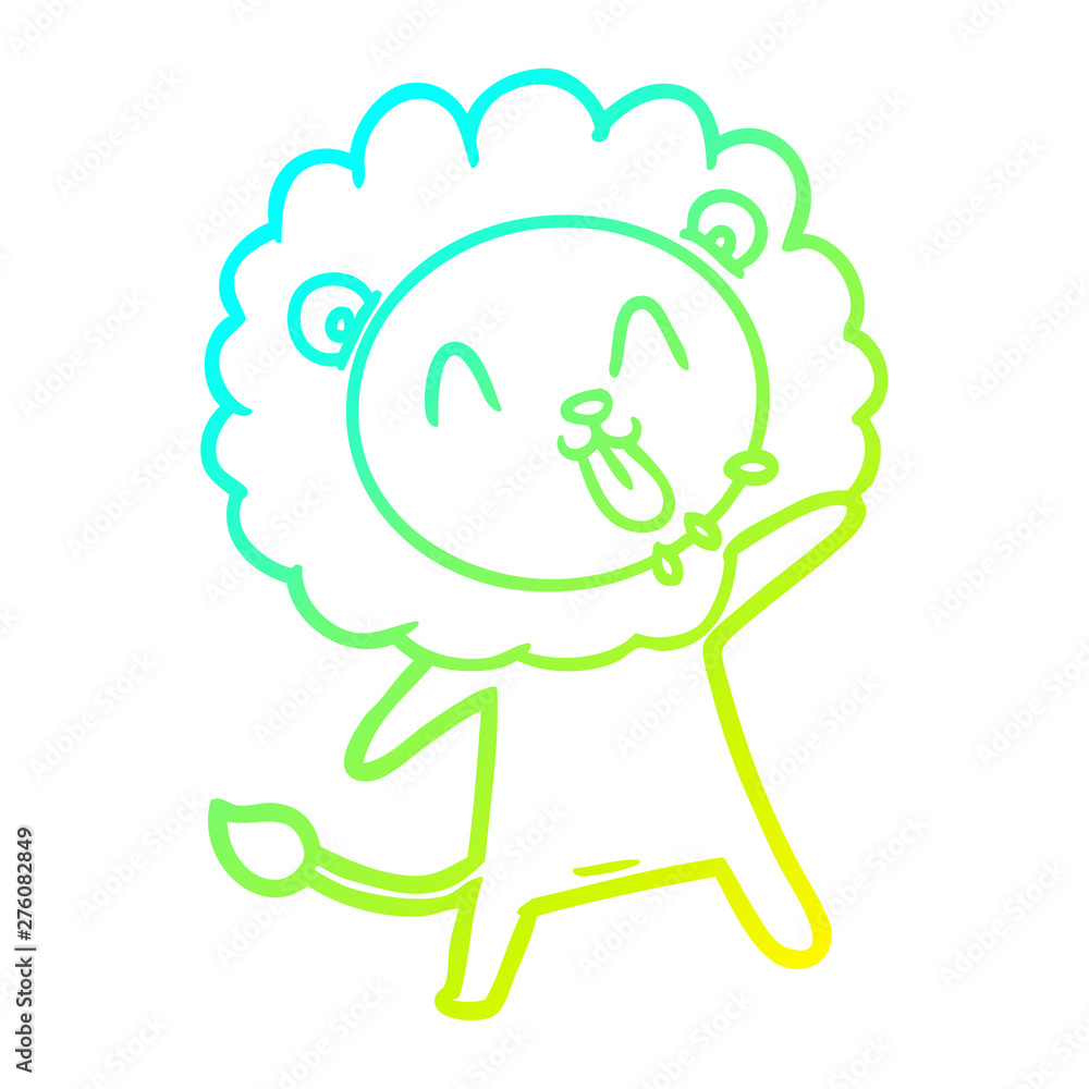 cold gradient line drawing happy cartoon lion cold gradient line drawing happy cartoon lion