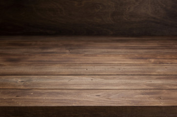 empty wooden table in front, plank board background texture surface