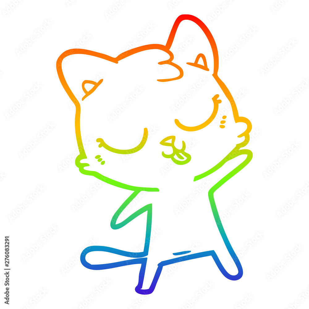 rainbow gradient line drawing cute cartoon cat rainbow gradient line drawing cute cartoon cat