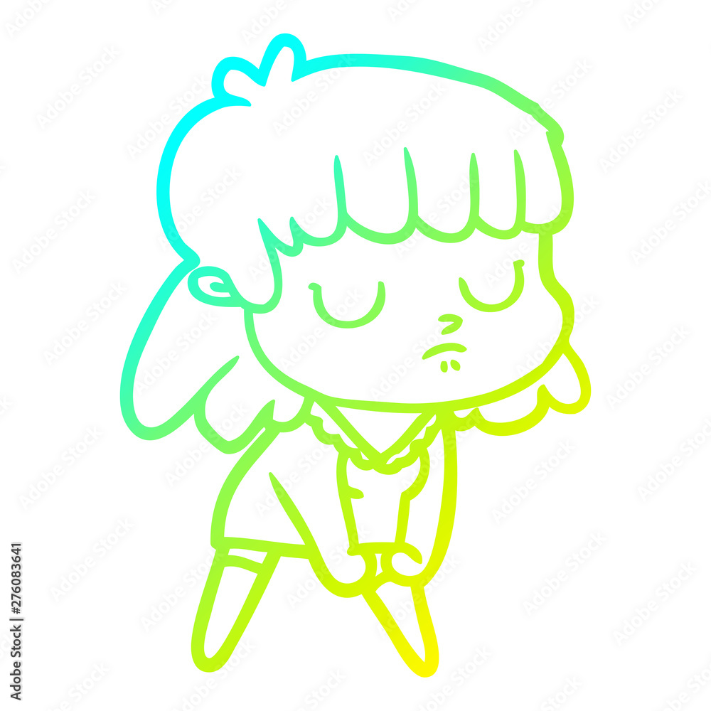 cold gradient line drawing cartoon indifferent woman cold gradient line drawing cartoon indifferent woman