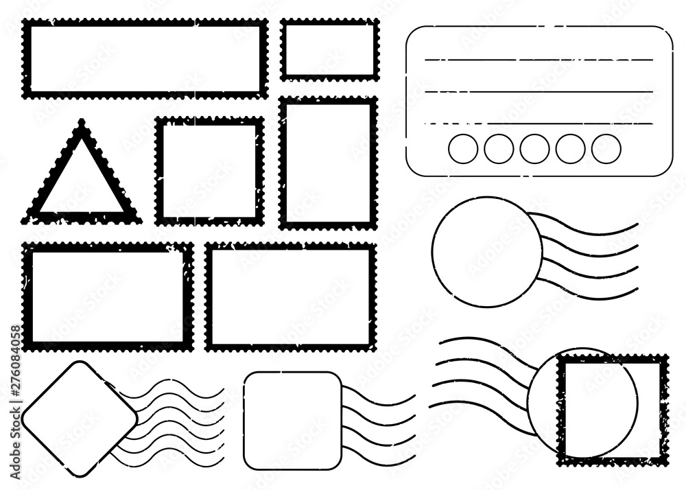Fototapeta premium Blank postal stamps set.illustration vector