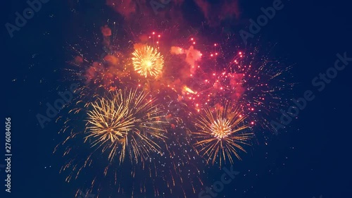 The night sky and flashes of fireworks