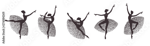 Ballerina Silhouettes Set. Dancing Girls. Classic Dance.
