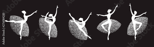 Ballerina Silhouettes Set. Dancing Girls. Classic Dance.