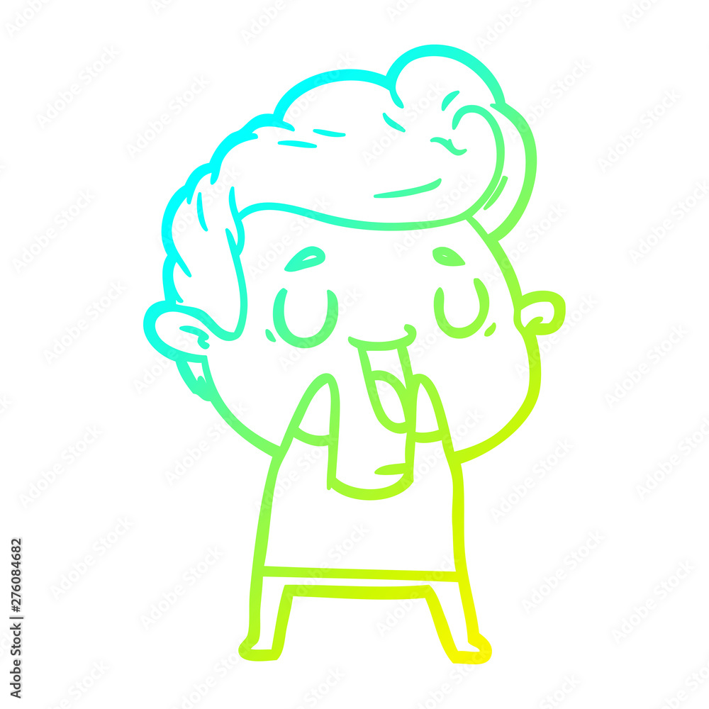 cold gradient line drawing happy cartoon man cold gradient line drawing happy cartoon man