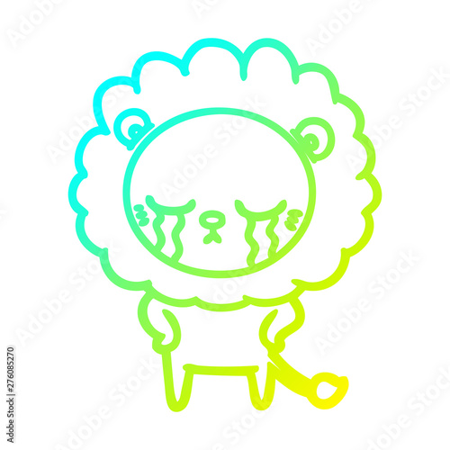 Wallpaper Mural cold gradient line drawing crying cartoon lion Torontodigital.ca