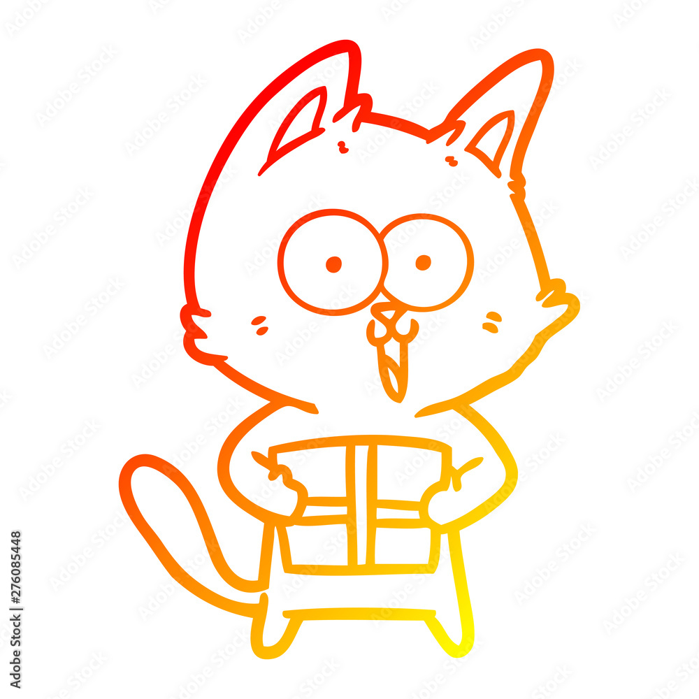 warm gradient line drawing funny cartoon cat warm gradient line drawing funny cartoon cat