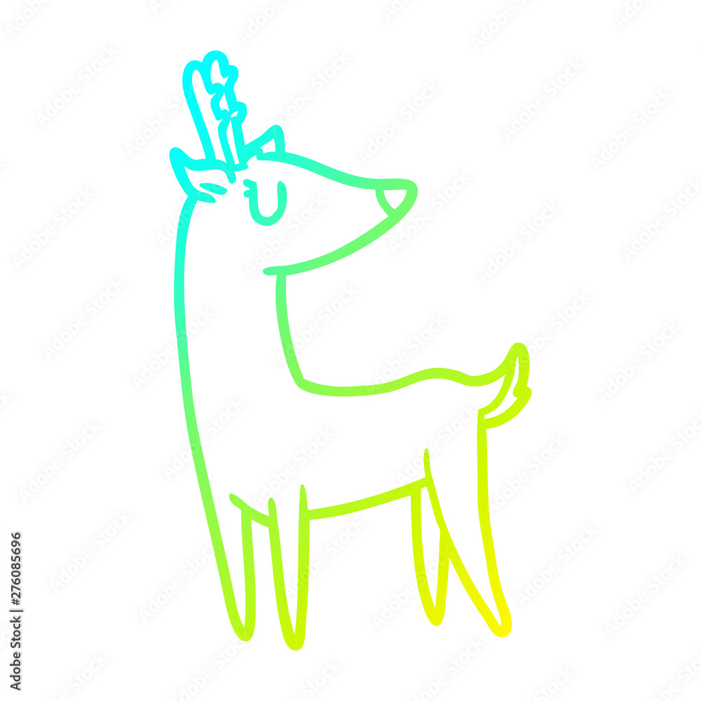 Obraz premium cold gradient line drawing Cartoon deer