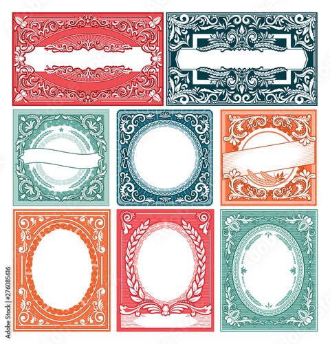 Vintage frame vector retro card border victorian design decoration invitation...