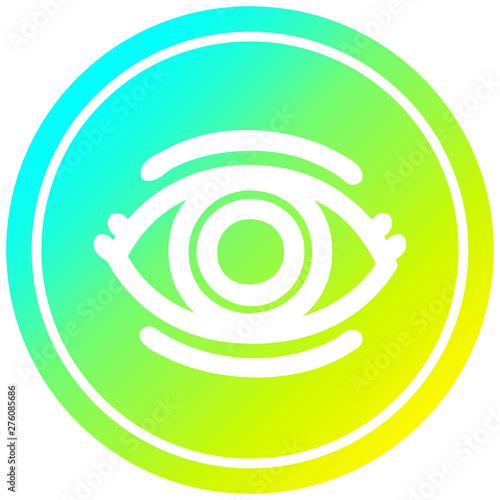 staring eye circular in cold gradient spectrum