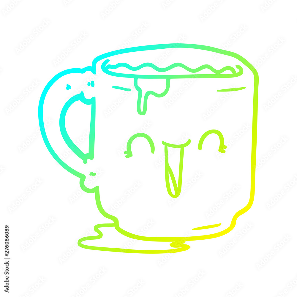 cold gradient line drawing cartoon dirty office mug cold gradient line drawing cartoon dirty office mug