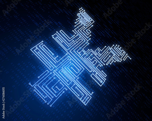 Circuit board consisting of currency symbols, financial electronics technology,renminbi