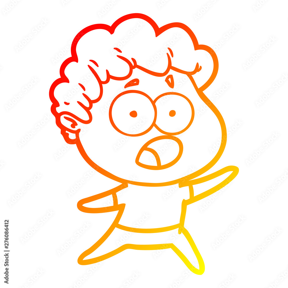 warm gradient line drawing cartoon man gasping in surprise warm gradient line drawing cartoon man gasping in surprise
