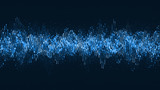 Digital wave particles music and small particles dance motion on wave for digital background.