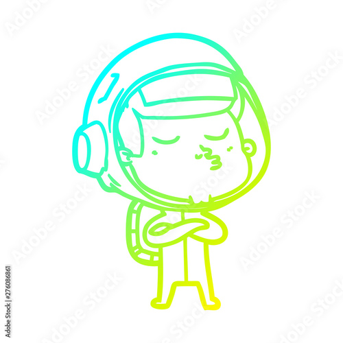 cold gradient line drawing cartoon confident astronaut