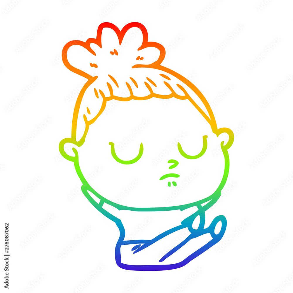 rainbow gradient line drawing cartoon calm woman rainbow gradient line drawing cartoon calm woman