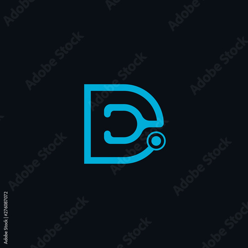 D stethoscope logo flat monogram