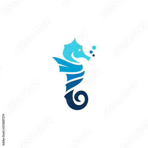 seahorse logo blue flat monogram