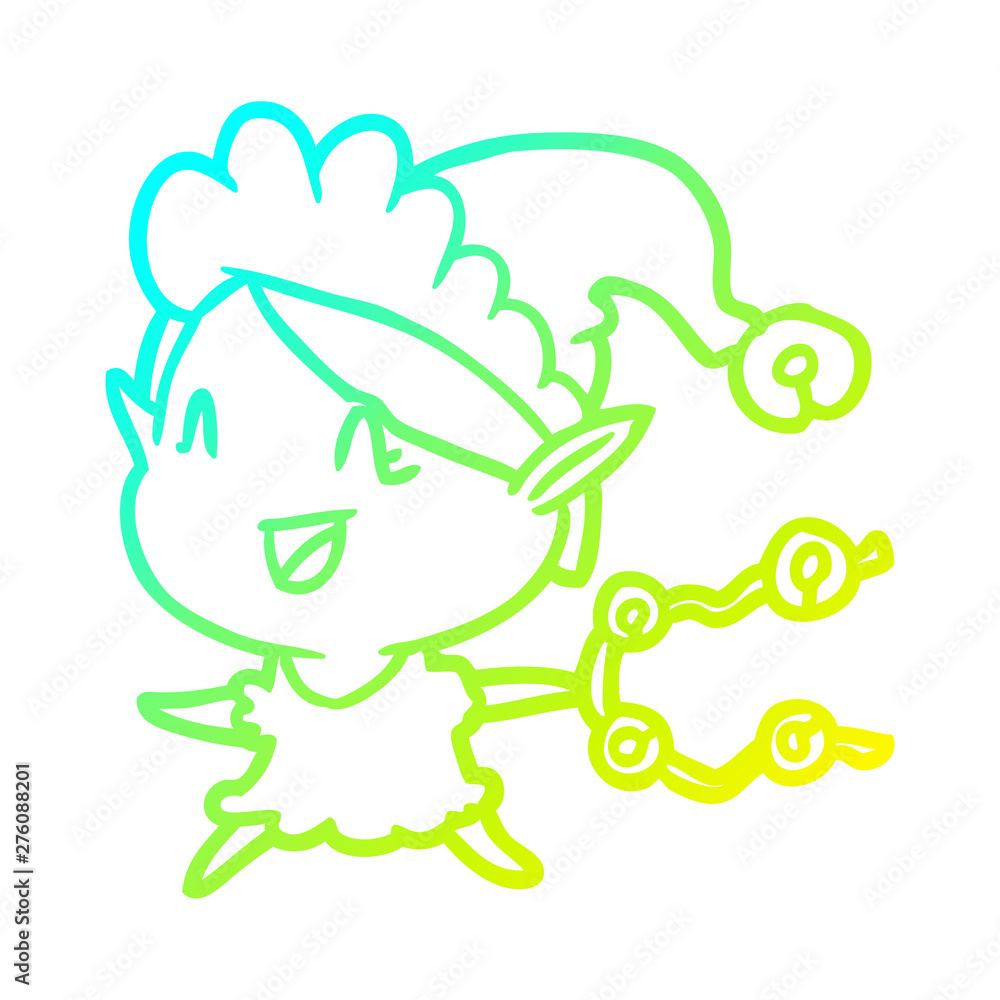 cold gradient line drawing happy christmas elf cold gradient line drawing happy christmas elf