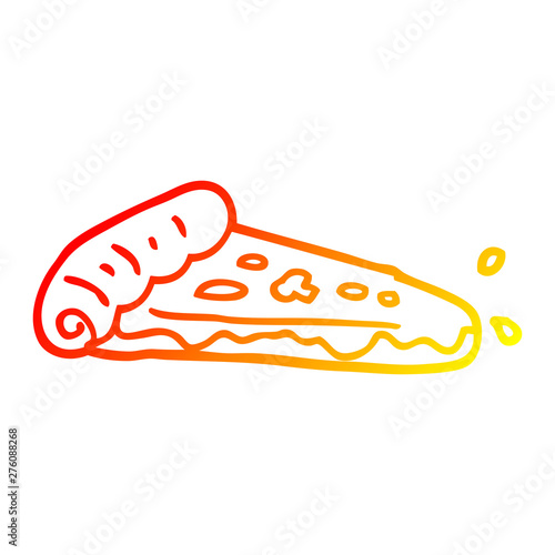warm gradient line drawing cartoon pizza slice