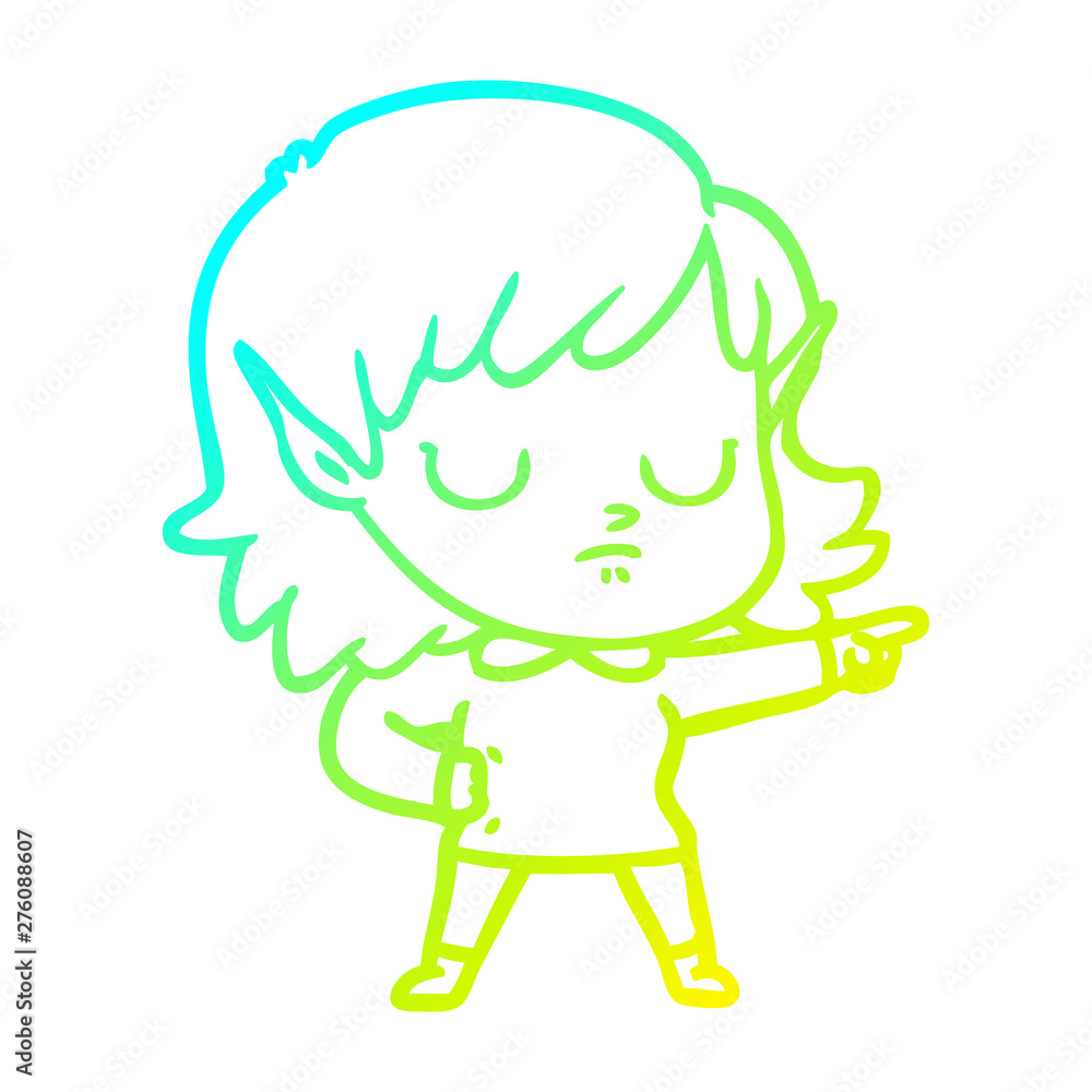 cold gradient line drawing cartoon elf girl cold gradient line drawing cartoon elf girl