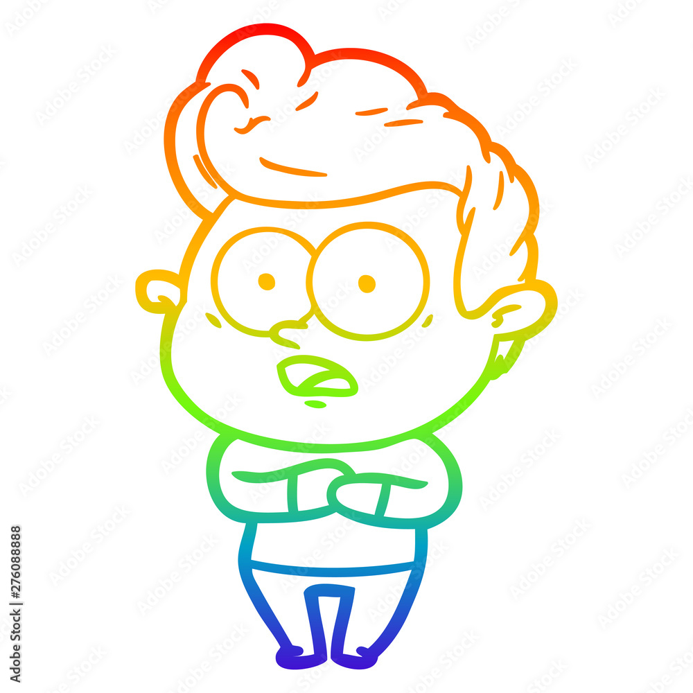 Fototapeta premium rainbow gradient line drawing cartoon staring man