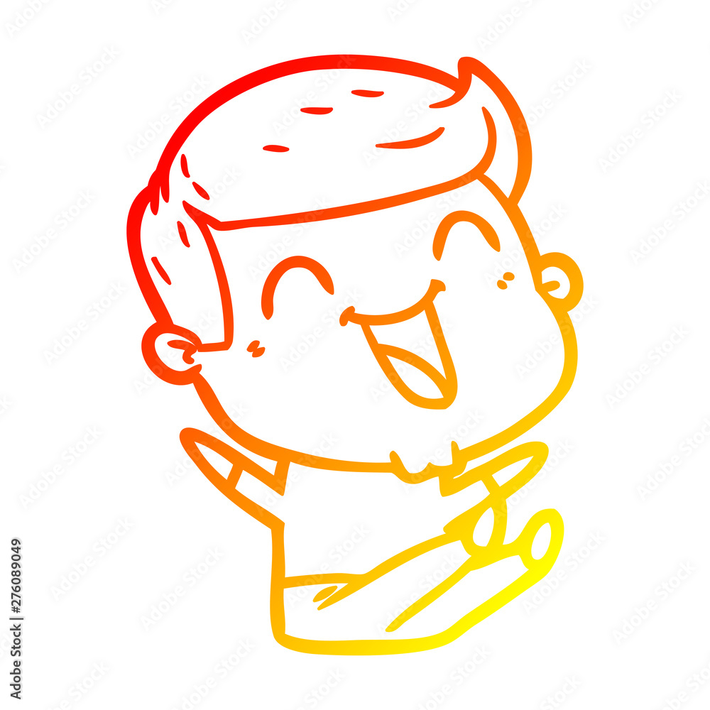 Obraz premium warm gradient line drawing cartoon man laughing