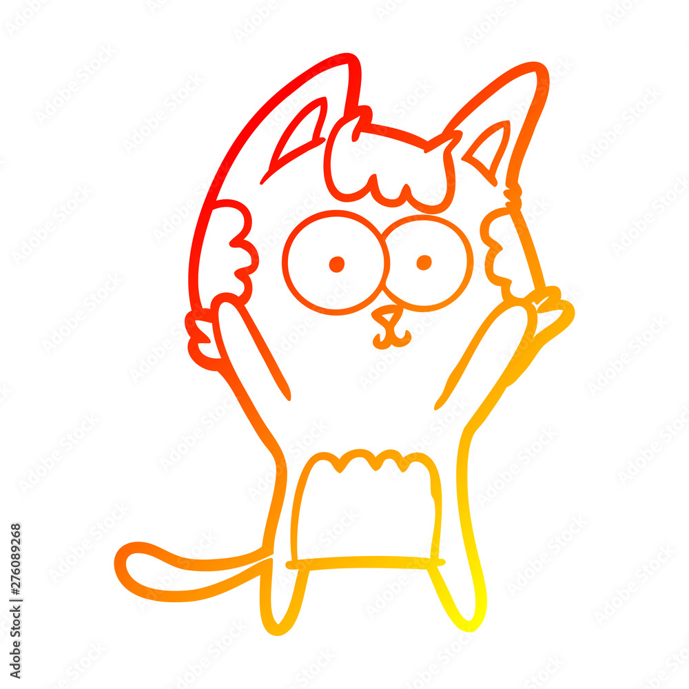 Obraz premium warm gradient line drawing happy cartoon cat