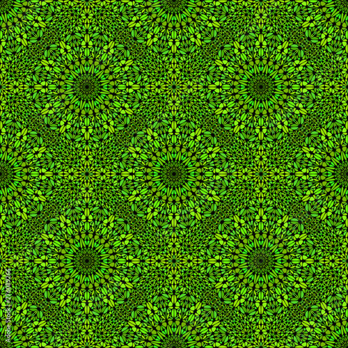 Bohemian seamless kaleidoscope pattern background - abstract green vector illustration