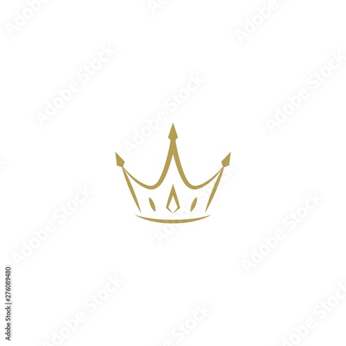 Golden line crown icon isolated on white. Royal, luxury, vip, first class sign. Winner award.