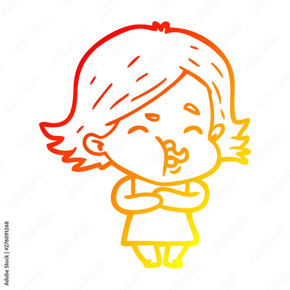 warm gradient line drawing cartoon girl pulling face warm gradient line drawing cartoon girl pulling face