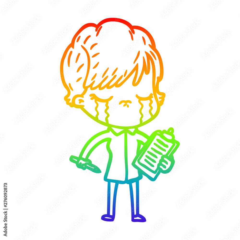 rainbow gradient line drawing cartoon woman crying rainbow gradient line drawing cartoon woman crying