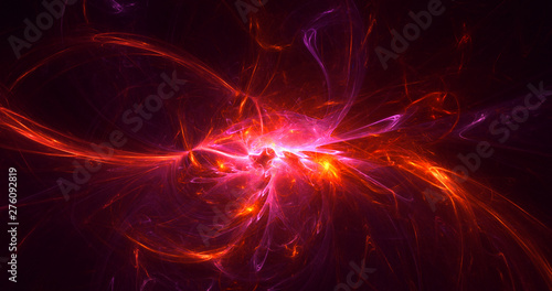 3D rendering abstract red fractal light background