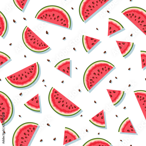 Vector seamless pattern with watermelon slices.