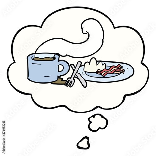 cartoon breakfast and thought bubble